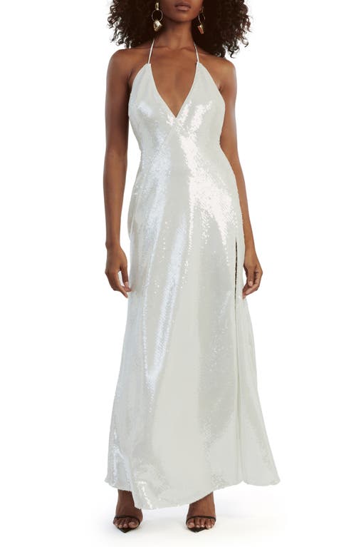 Shop Bardot Yve Sequin Halter Dress In White