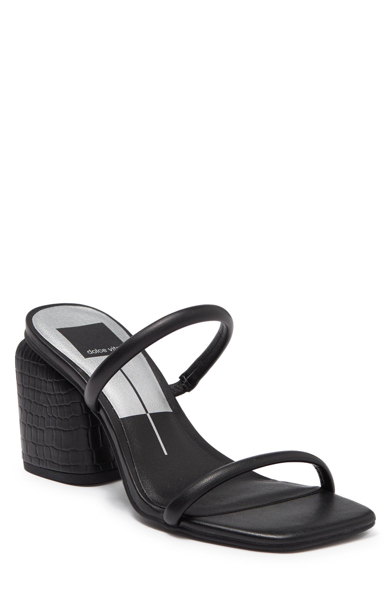 dolce vita vinyl strap heeled sandals