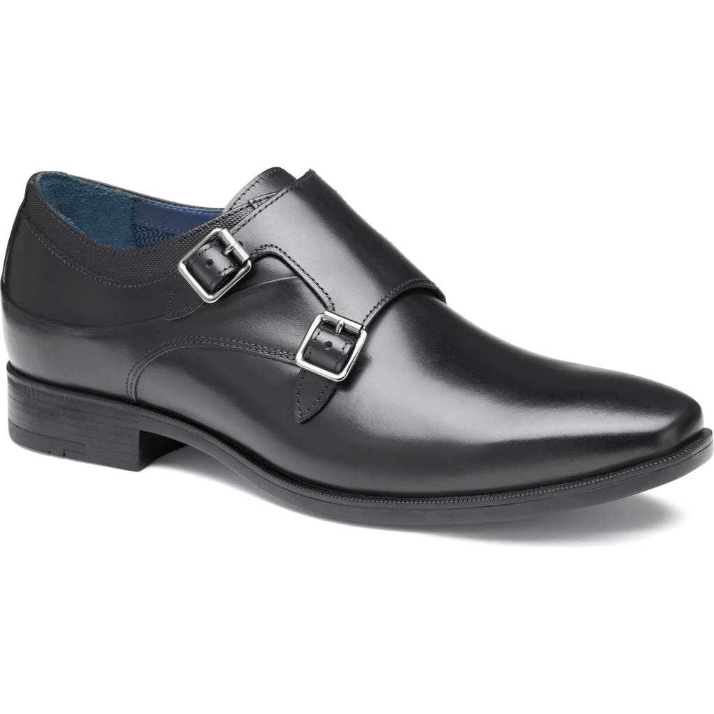Johnston & Murphy Men's Gibbons Double-buckle Monk Oxfords In Black Full Grain