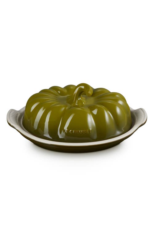 Shop Le Creuset Pumpkin Butter Dish In Olive