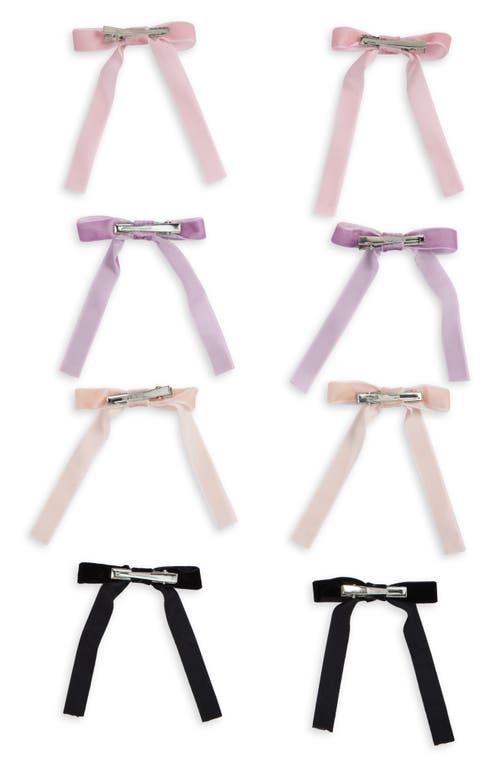 Shop Capelli New York Kids' Assorted 8-pack Satin Bow Clips In Pink Combo