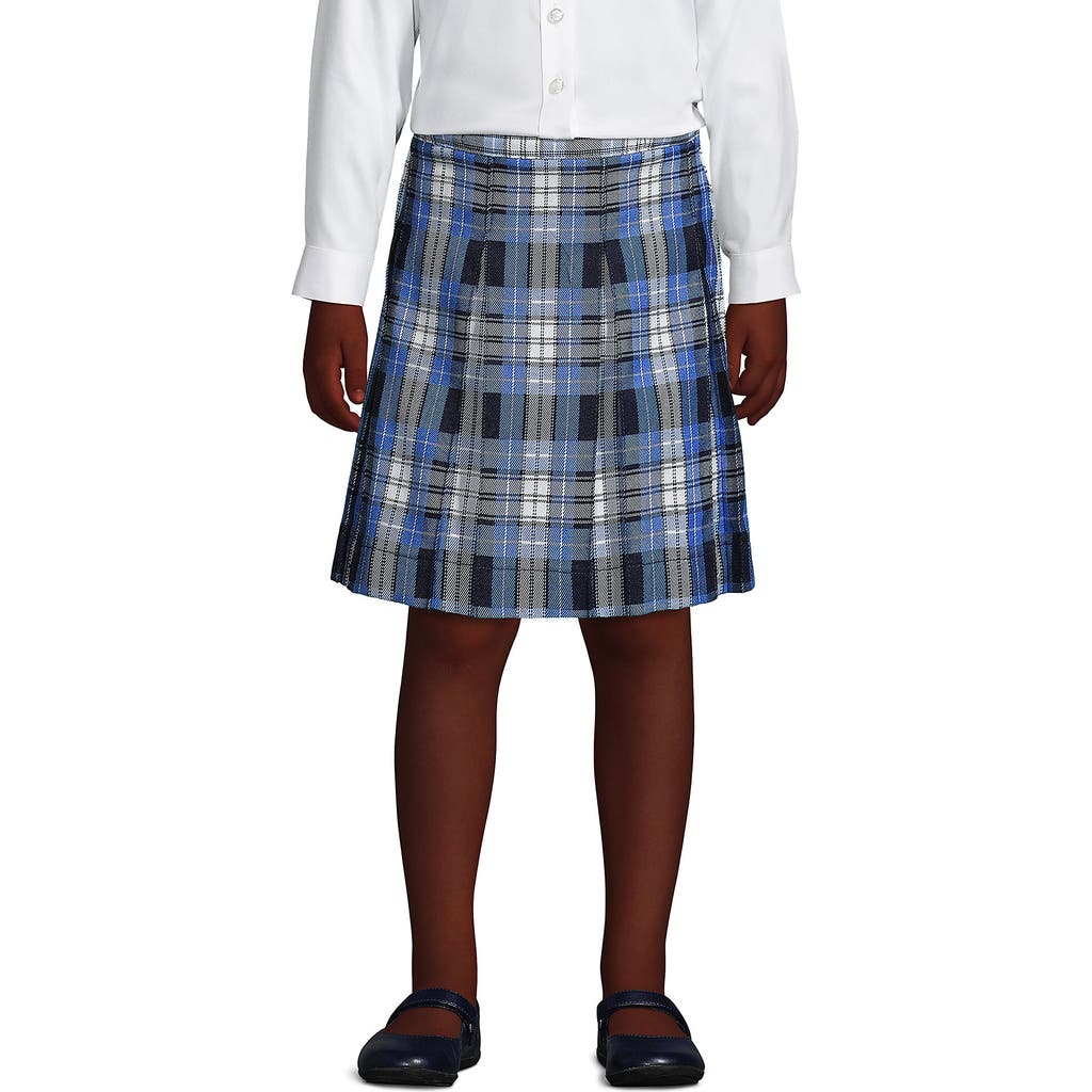 LANDS' END LANDS' END SCHOOL UNIFORM GIRLS PLAID BOX PLEAT SKIRT TOP OF THE KNEE
