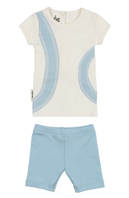 Maniere Manière Arc Patch Stretch Cotton Top & Shorts Set In Blue