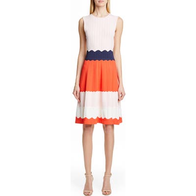 Lela Rose Colorblock Sweater Dress, White