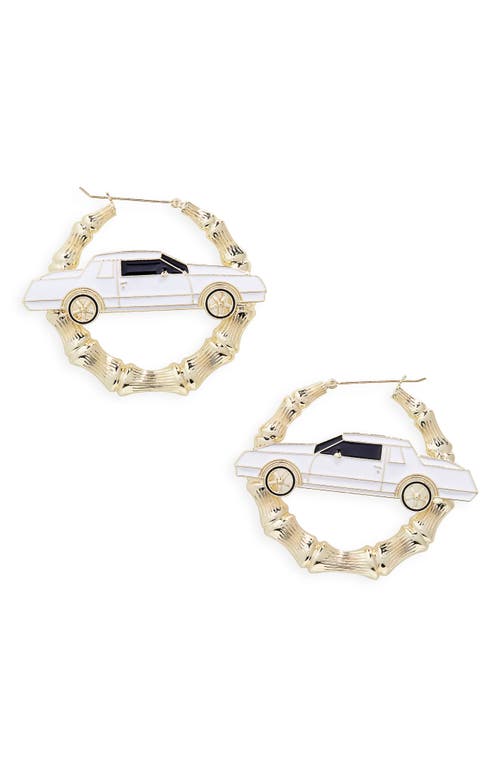 Lowrider Hoop Earrings in Gold/White