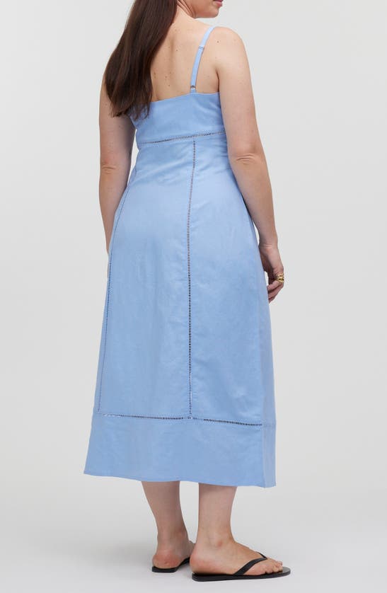 Shop Madewell Sweetheart Neck Linen Blend Dress In Powder Blue