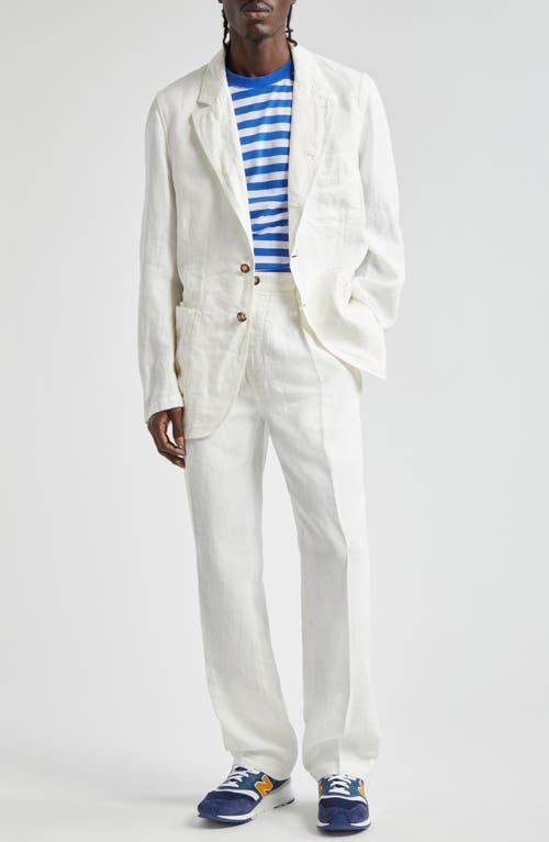 Shop Drake's Games Pleated Linen Pants In Oyster