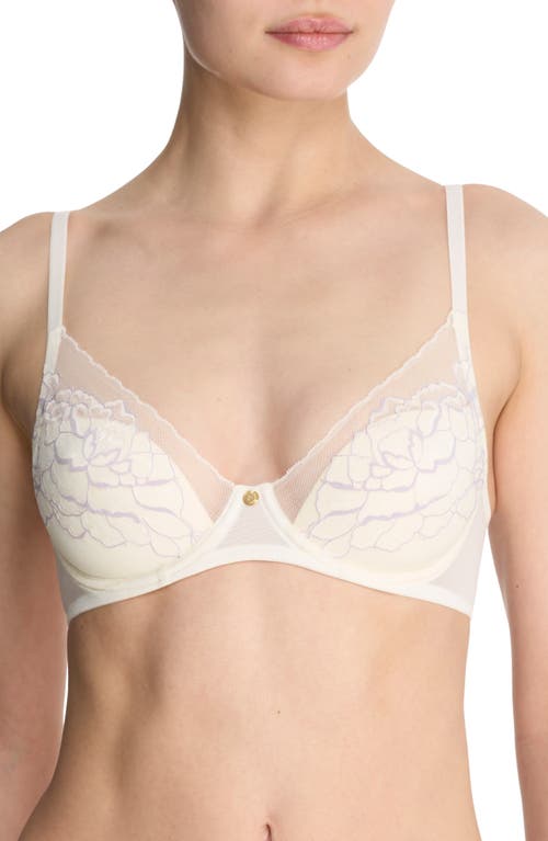 Shop Natori Flora Underwire Contour Bra In Warm White/lavender Frost