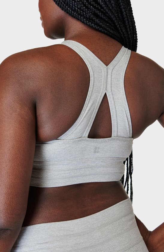 Shop Sweaty Betty Gaia Yoga Sports Bra In Light Grey Marl