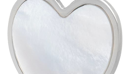 Karat Rush Rhodium Plated Sterling Silver Mother-of-pearl Heart Necklace In Rhodium White