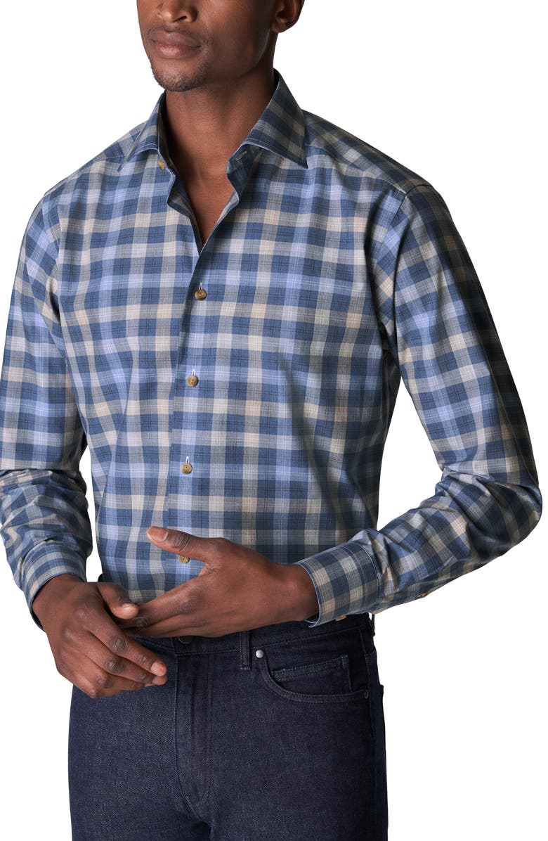Eton Slim Fit Blue Plaid Mélange Button-Up Shirt | Nordstrom