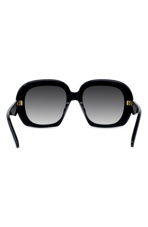 Shop Loewe Curvy 53mm Square Sunglasses In Shiny Black/gradient Smoke