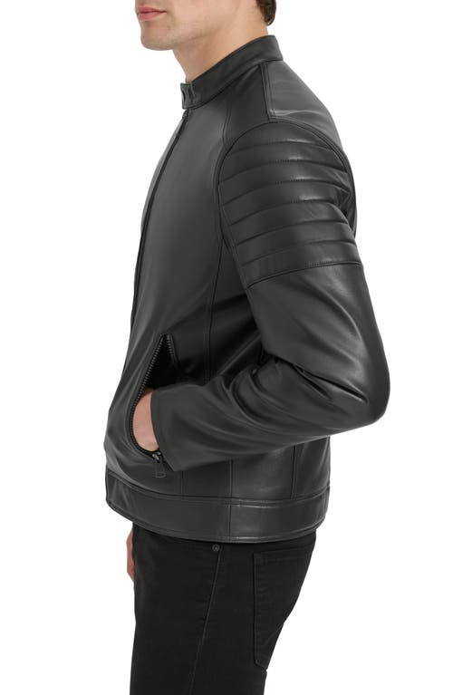 Kenneth Cole New York Faux Leather Moto Jacket In Black