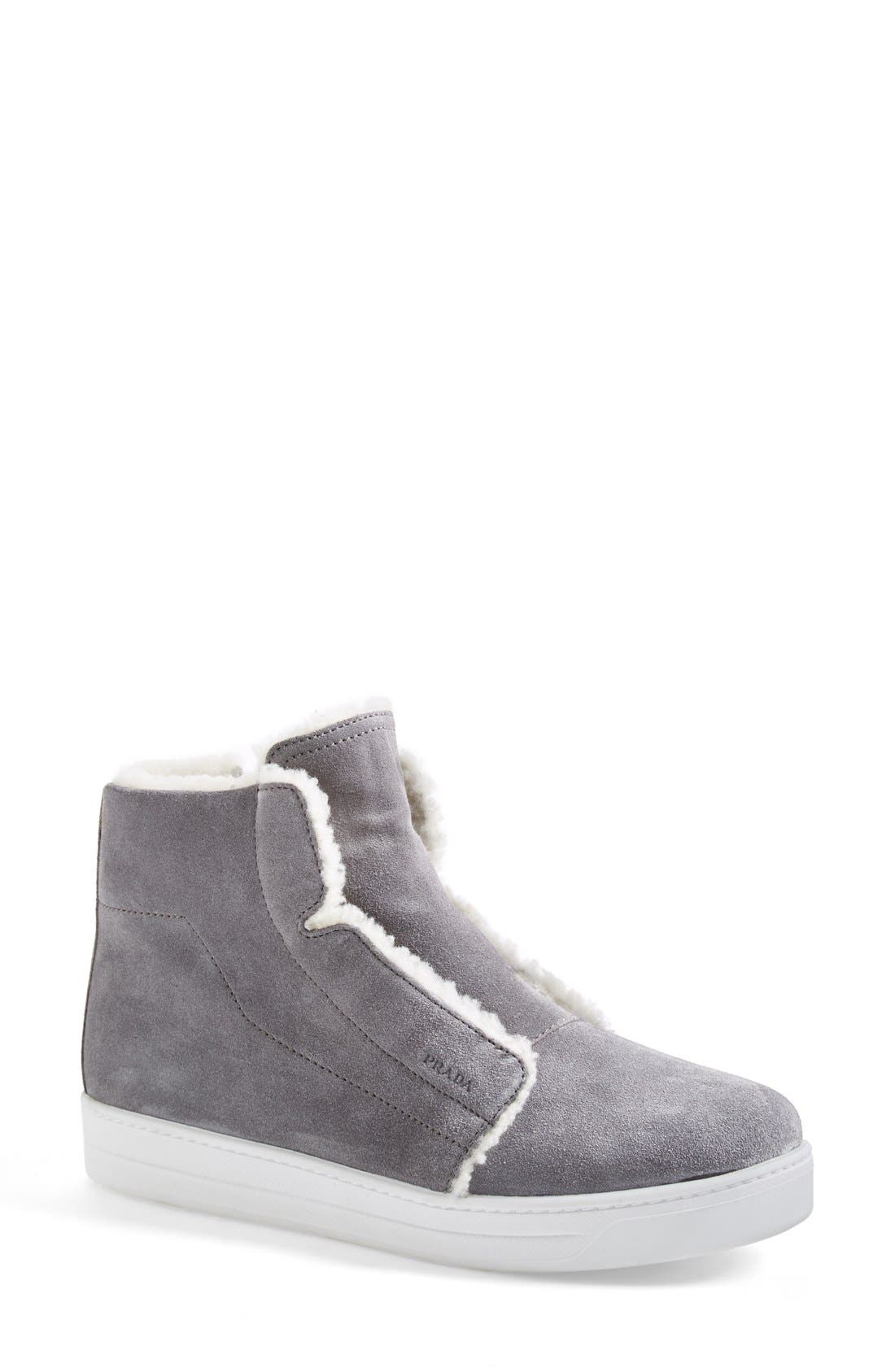 prada fur lined sneakers