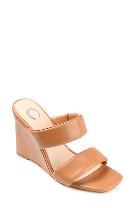 Journee Collection Kailee Square-toe Wedged Pump In Tan