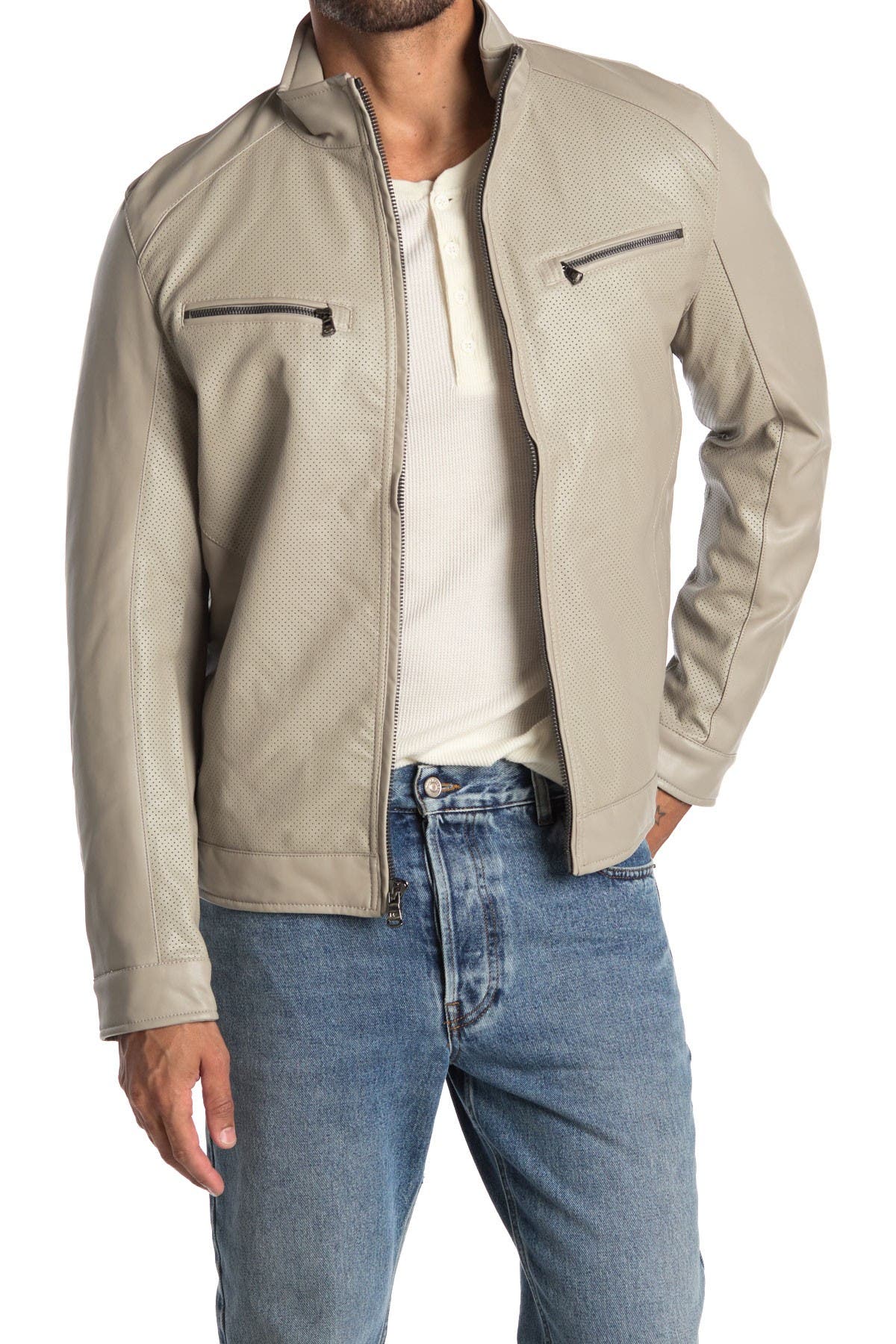 michael kors perforated leather jacket