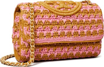 Tory Burch Small Fleming Soft Raffia Crochet Convertible Shoulder Bag In  Multicolor