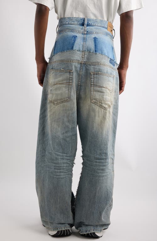 Shop Balenciaga Distressed Layered Jeans In 3969 Iced/stained