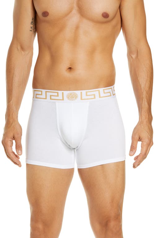 Versace Long Stretch Cotton Trunks In White