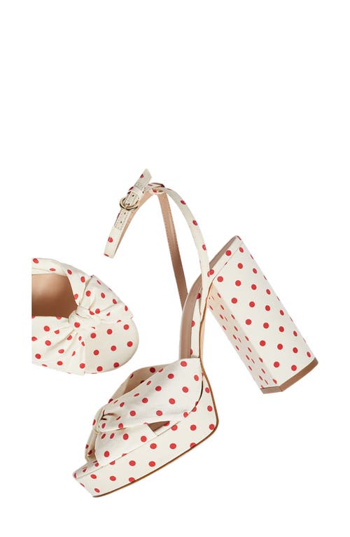 Lk Bennett Amanda Block Heel Sandal In Ivory/red