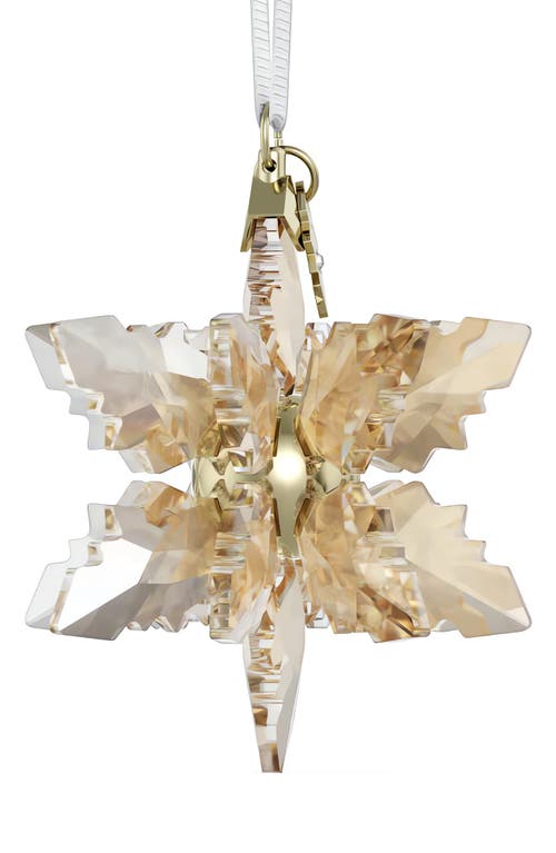 Shop Swarovski 2024 Festive 3d Snowflake Crystal Ornament In Gold