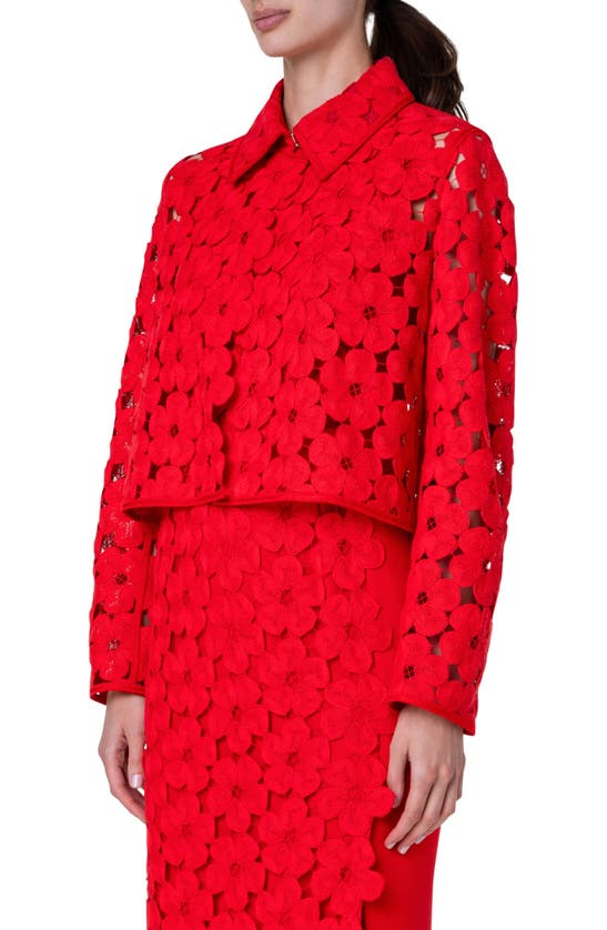 Shop Akris Ladina Anemones Embroidered Lace Jacket In Poppy
