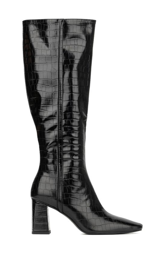Torgeis Angelica Croc Embossed Tall Boot In Black