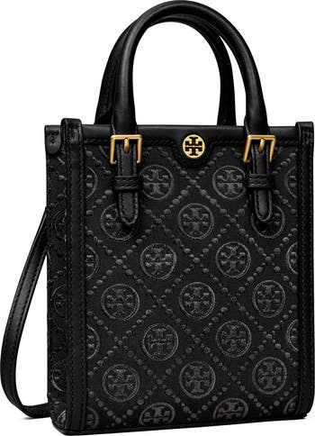 ★Tory Burch★RAFFIA black★T Monogram tote Mini★バッグ T Monogram Raffia Mini Tote: Women's Designer Crossbody Bags