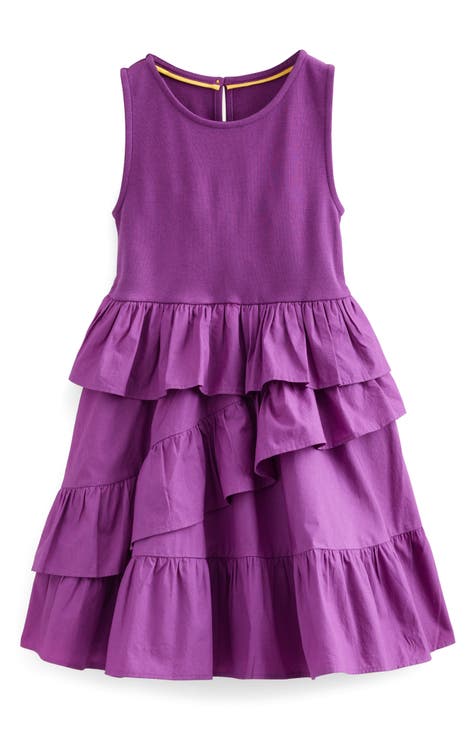 Pleated A-line Dress - Purple/pink - Kids