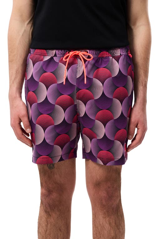 Shop Psycho Bunny Stafford Print Swim Trunks In Purple Multicolored