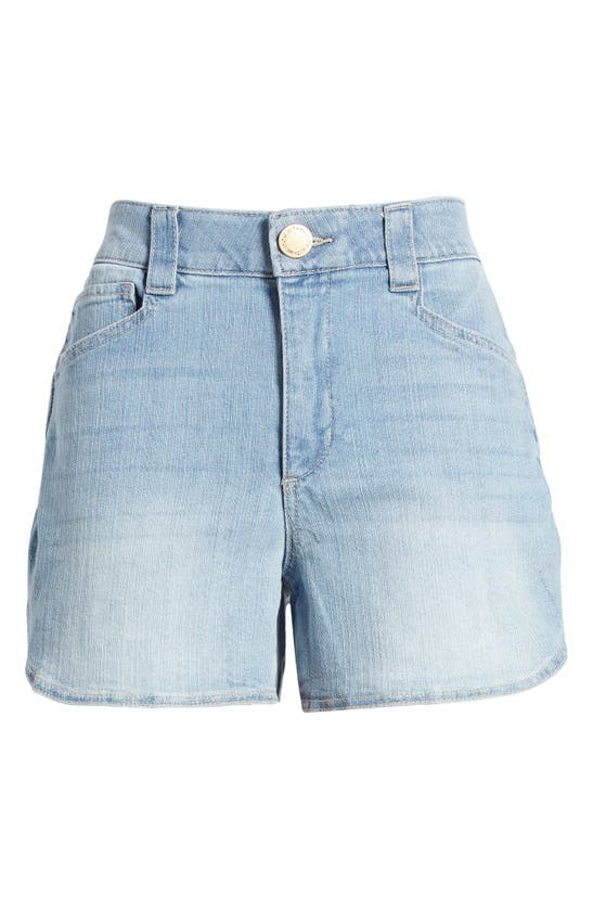 Shop Wit & Wisdom 'ab'solution Skyrise Tulip Hem Denim Shorts In Powder Blue Artisanal