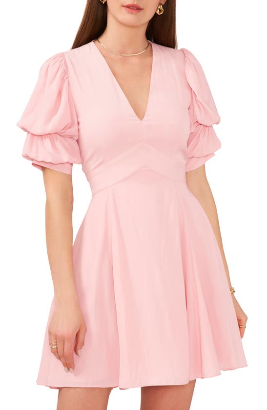 Shop 1.state Tiered Bubble Sleeve Dress In Rose Linen