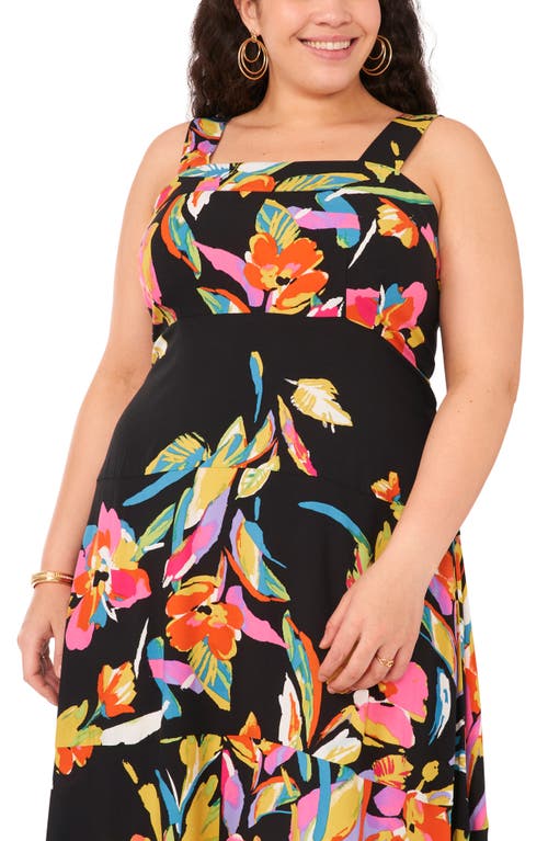 Shop Vince Camuto Floral Print Tiered Maxi Dress In Rich Black