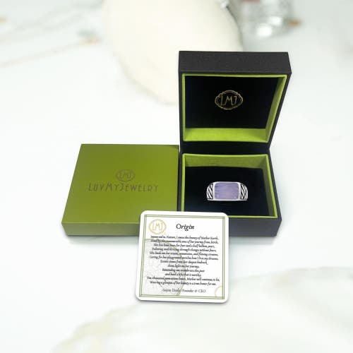 Luvmyjewelry Blue Lace Agate Sterling Silver Men Signet Ring In Blue