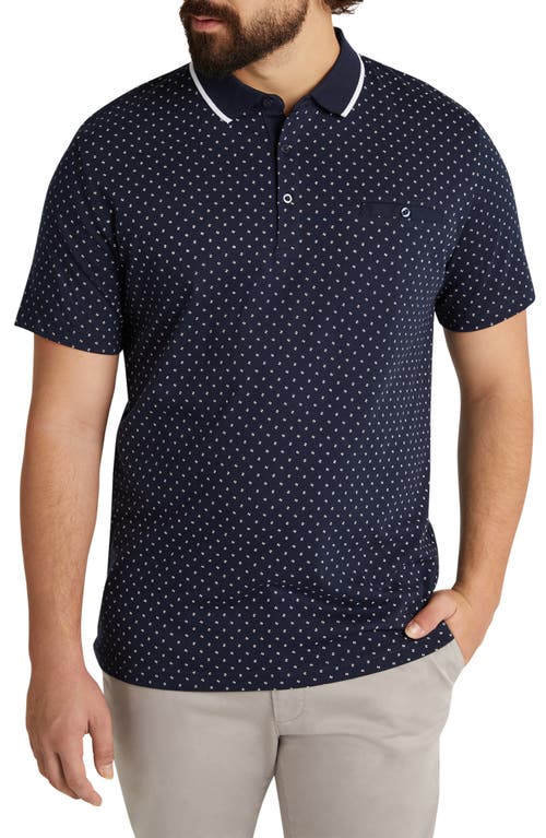Johnny Bigg Taylor Classic Fit Geo Print Cotton Polo in Navy