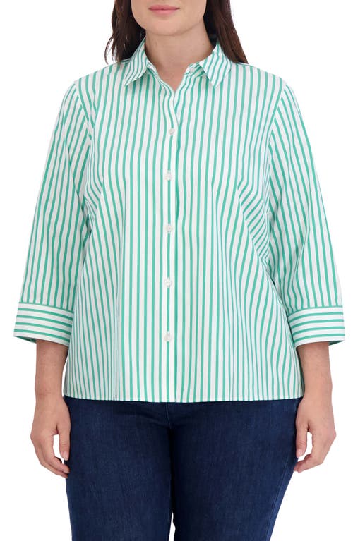 Foxcroft Sandra Stripe Cotton Blend Button-Up Shirt at Nordstrom