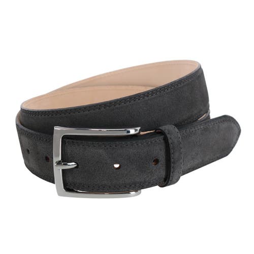 Trafalgar Armando Italian Suede 35mm Feathered Edge Belt in Light Grey 