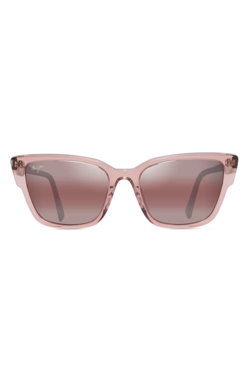 Maui Jim Kou 55mm Polarized Cat Eye Sunglasses in Translucent Pink at Nordstrom