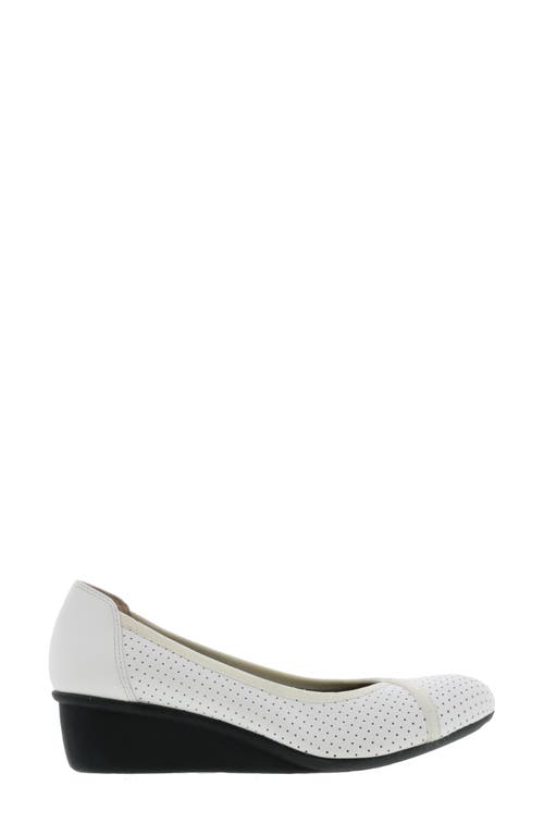 Ros Hommerson Evelyn Perforated Wedge Pump In White Leather