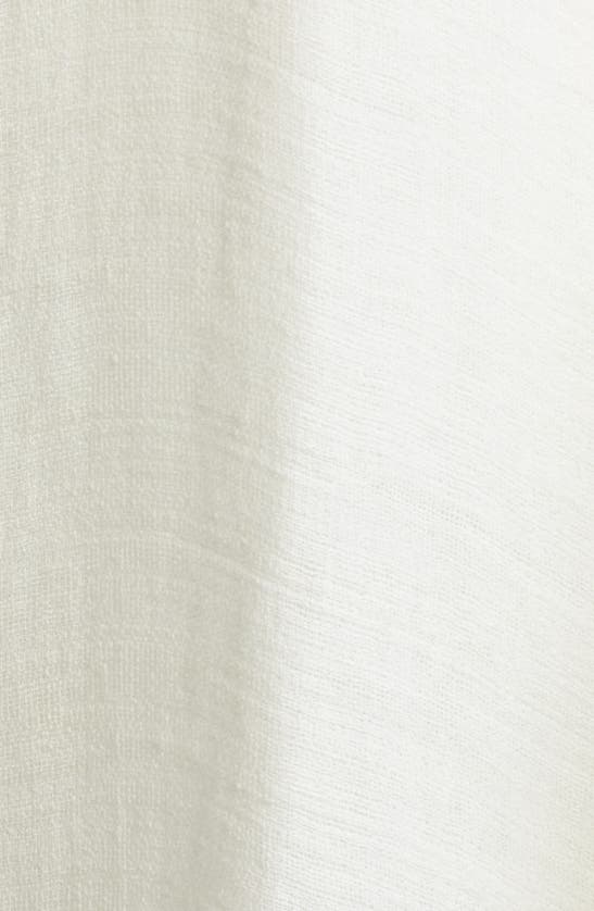 Shop Eileen Fisher Band Collar Longline Organic Linen Blend Button-up Shirt In White