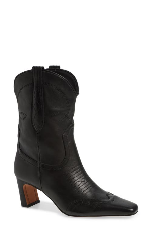 Shop Steve Madden Josefine Western Boot In Black Leather