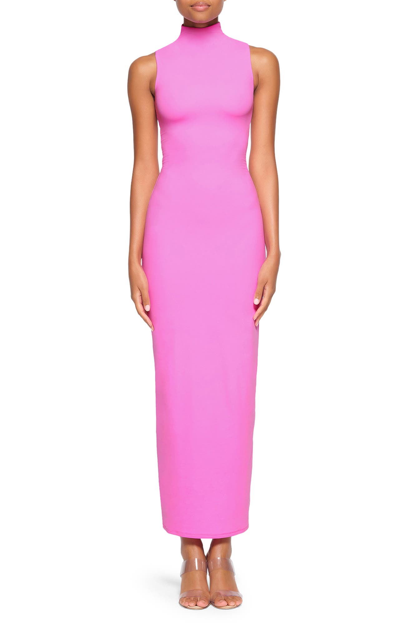 fits everybody sleeveless mock neck dress SKIMS Fits Everybody Mock Neck Sleeveless Maxi Dress in Sapphire