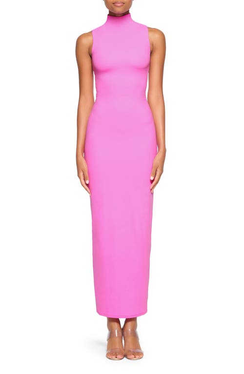 Fits Everybody Mock Neck Sleeveless Maxi Dress in Neon Orchid