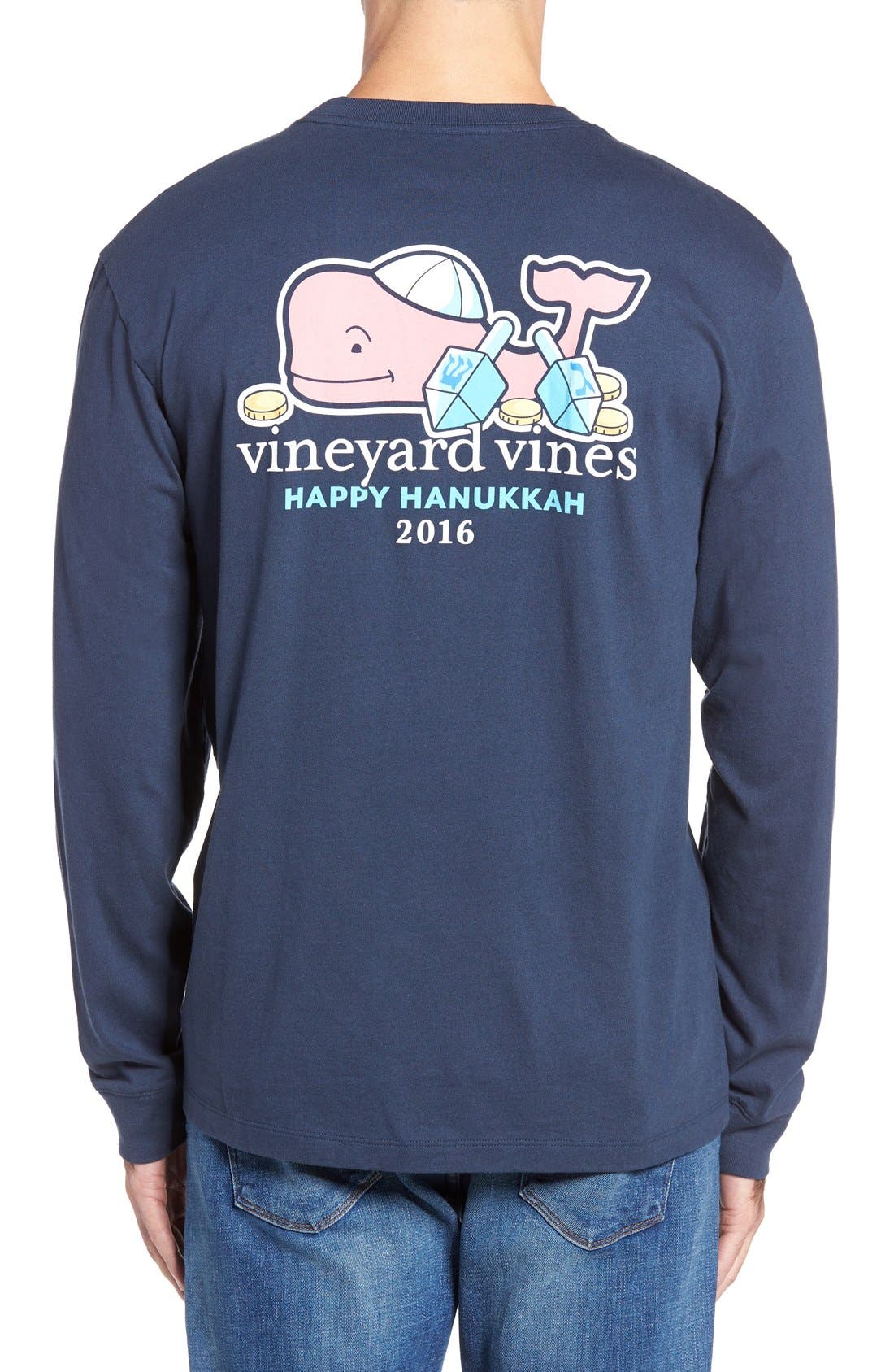 Vineyard Vines Hanukkah Whale Pocket Long Sleeve T-Shirt | Nordstrom