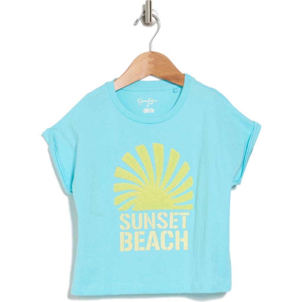 Shop Jessica Simpson Kids' Embroidered Graphic T-shirt In Teal
