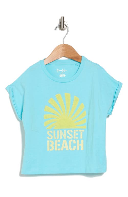 Shop Jessica Simpson Kids' Embroidered Graphic T-shirt In Teal