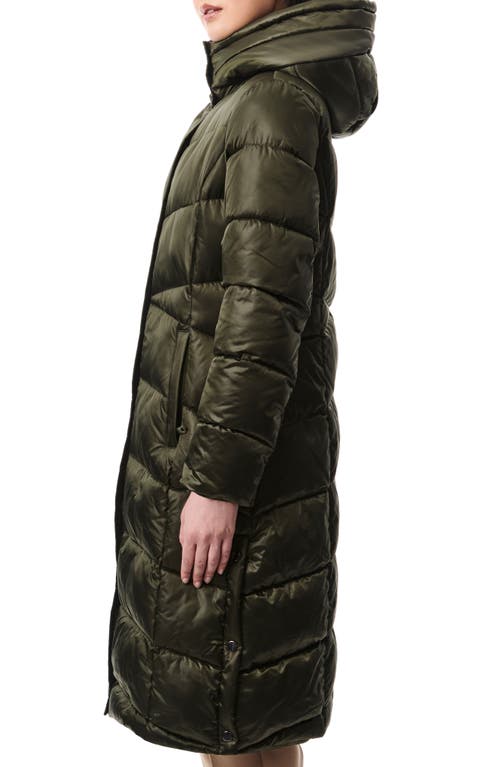 Bernardo Shiny Insulated Puffer Coat In Dark Green
