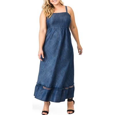 Plus Size Standards & Practices Lynne Tencel Maxi Dress, Blue