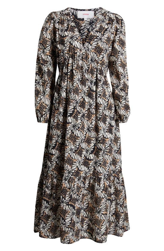 Shop Xirena Ella Print Long Sleeve Midi Dress In Tobacco Petal