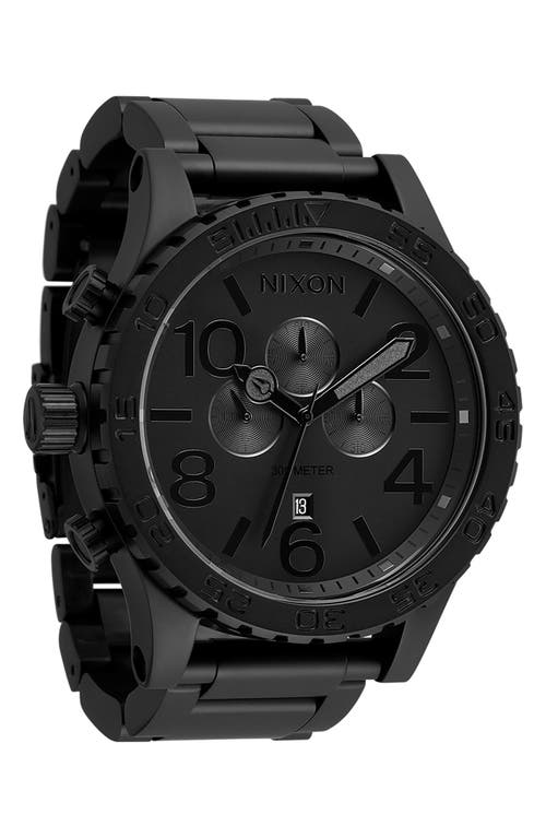 Shop Nixon 51-30 Chronograph Bracelet Watch, 51mm In All Matte Black/black